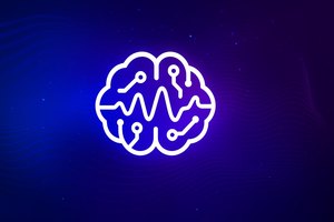 Что получилось: Логотип-мозг на фоне синего и фиолетового. Модель gpt-image-1.