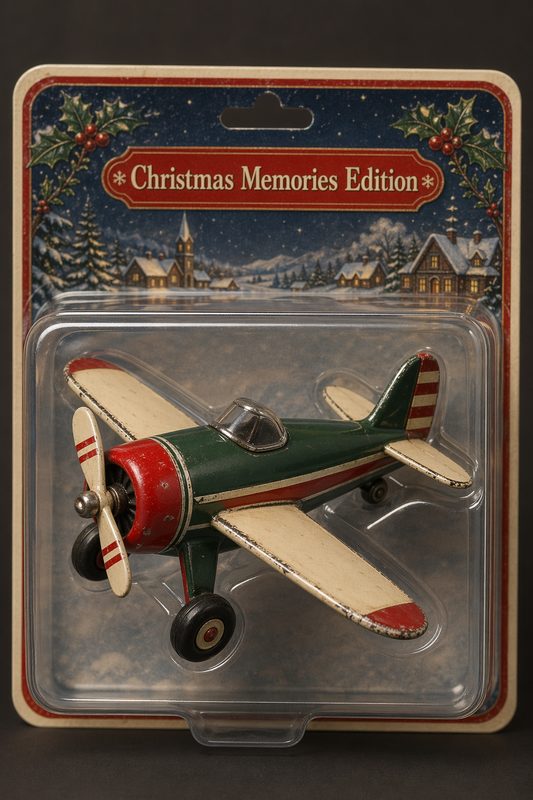 Что получилось: Игрушечный самолёт в блистере, выпуск «Christmas Memories Edition». Модель gpt-image-2.