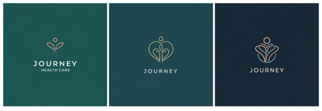 Что получилось: Логотип клиники: минималистичный стиль, название Journey